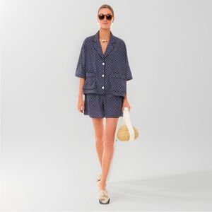 Tuckernuck Navy Polka Dot Shorts Set Size S